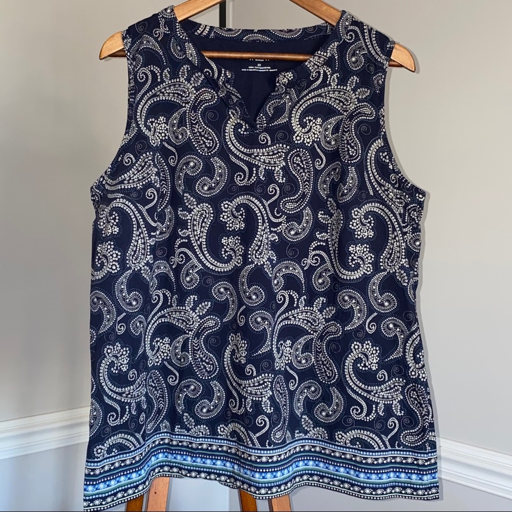 Talbots Blue Paisley Tank 2X